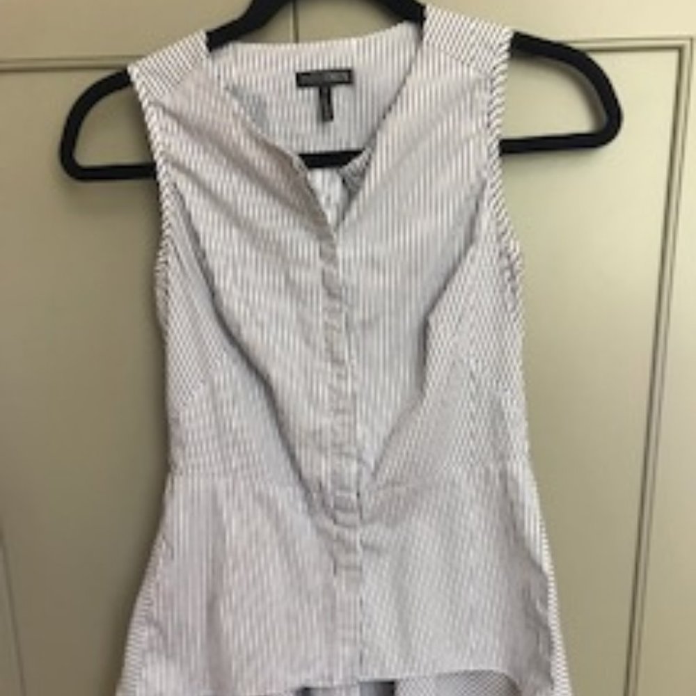 INTERMIX Striped Peplum Buttoned Blouse - Picture 2 of 9